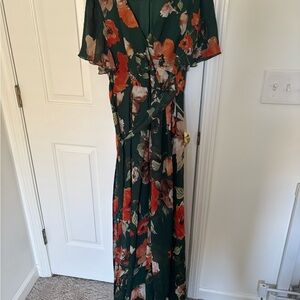 Floral Green Wrap Maxi Dress